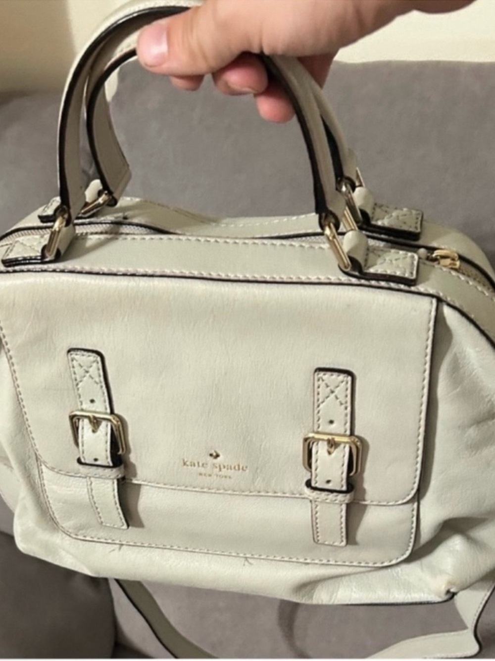 kate spade cream satchel with gold hardware